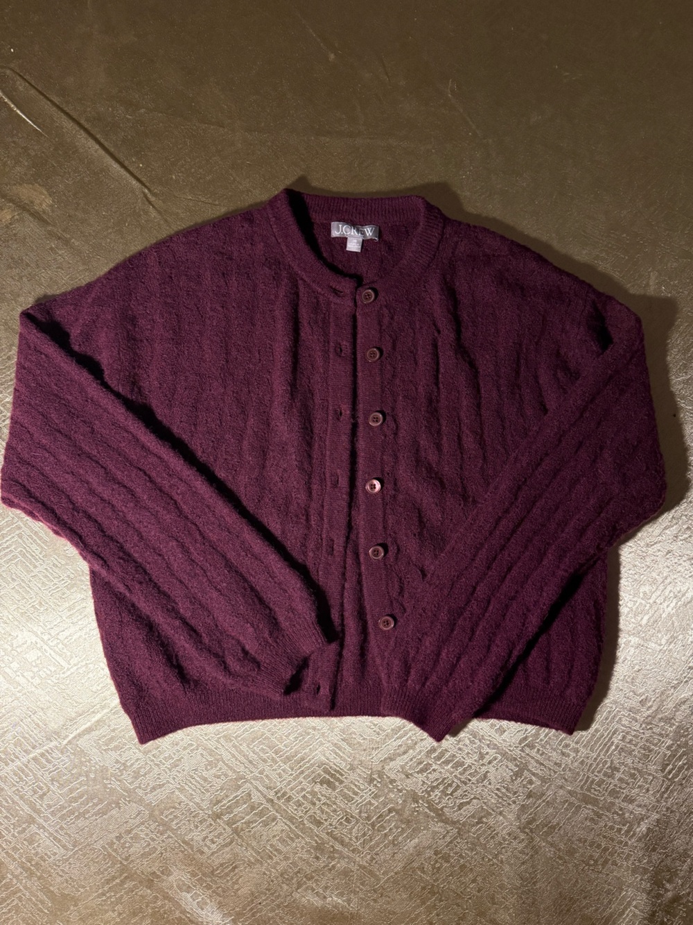 J. Crew Supercoft Blend Cable-Knit Button Sweater Cardigan-Plum
Retail- $-128